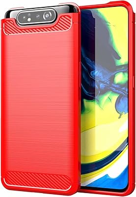 Coque samsung galaxy a80 à motif de texture en fibre de carbone brossée