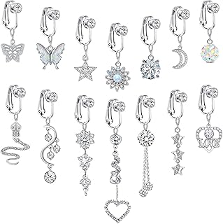 25 paires de boucles d'oreilles clip pour femme, multiples boucles d'oreilles pendantes mignonnes et charmantes, charmantes boucles d'oreilles modernes sans piercing sur boucles d'oreilles pour fille, métal, zircon cubique. Diaytar : La révolution discount est en marche