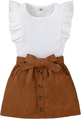 Ensemble deux pièces pour fille composé d'un t-shirt boutonné sur le devant