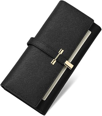 Portefeuille à trois volets en cuir pour femme, taille l, 0 noir, grand