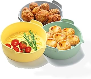 Bol de friteuse à air en silicone paquet de 3 paniers réutilisables