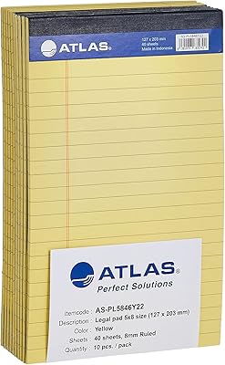 Cahier d'écriture atlas, 40 feuilles, de règle légale, 10 pièces, jaune