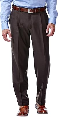 Haggar pantalon plissé à taille extensible avec imprimé eclo stria pour hommes