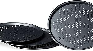 Ensemble de moules à pizza relaxdays avec trous, moules à pizza ronds avec grand diamètre intérieur 29 cm, moule à pizza et à tarte, lot de 4 avec revêtement antiadhésif, gris. Diaytar Sénégal : Le choix, la qualité, l'économie réunis