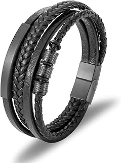 Bracelet en cuir véritable pour hommes flux | acier inoxydable avec bracelet