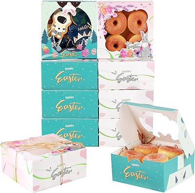 Boîtes de cuisson de pâques avec fenêtre 4x4x2,5 pouces, mini boîtes à pâtisserie