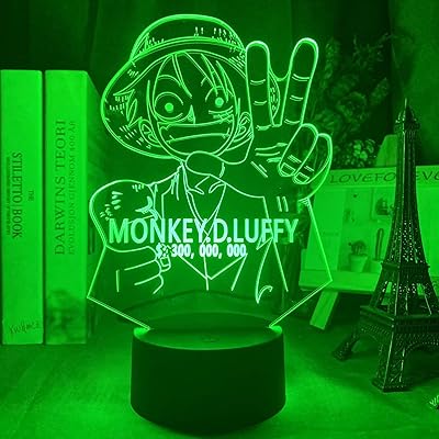 Veilleuse led 3d anime japonais one piece avec capteur tactile usb pour décoration