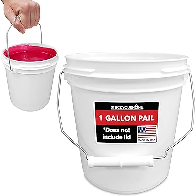 Seau en plastique tout usage de 1 gallon avec poignée (couvercle non inclus)