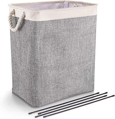 Panier à linge en lin 65l, panier à linge pliable avec poignées