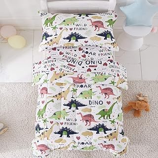Parure de lit joyrep 4 pièces pour tout-petits imprimée d'un motif de dinosaure
