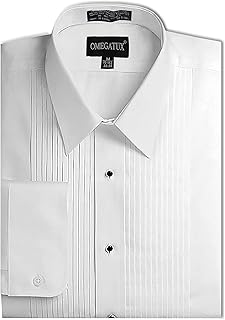Chemise de smoking à col italien 1/4" omegatux pour hommes avec plis