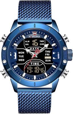 Montre numérique pour homme résistante à l'eau en acier inoxydable avec mouvement à