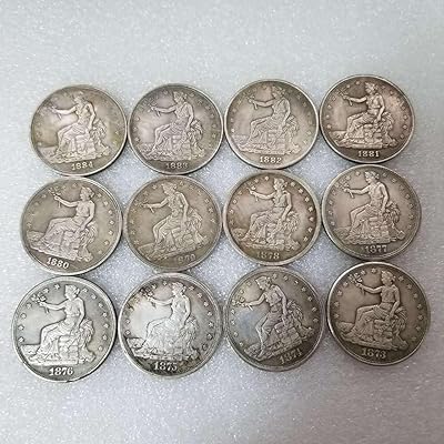 Ensemble de 12 pièces en laiton plaqué argent, vieux dollar en argent, collection