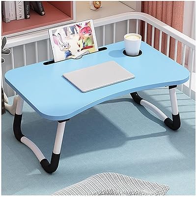 Table de lit pour ordinateur portable, support de table avec pieds pliables et fente pour tasse pour regarder des films, lire des livres et travailler au lit (bleu). Plus de choix, moins de dépenses avec Diaytar