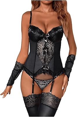 Lingerie en maille imprimée à la mode pour femmes ensemble de cinq pièces