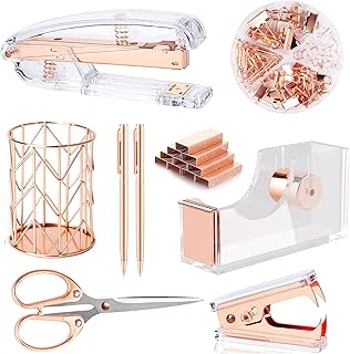 Accessoires de bureau famacy en or rose ensemble de fournitures de bureau d'agrafeuses