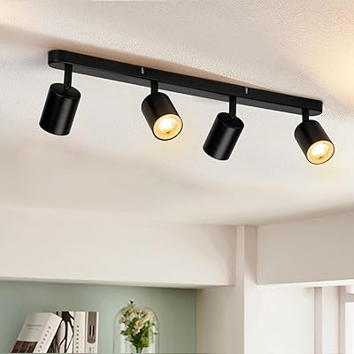 Wawat plafonnier rotatif 4 voies, plafonnier industriel gu10 pour intérieur et extérieur, plafonnier