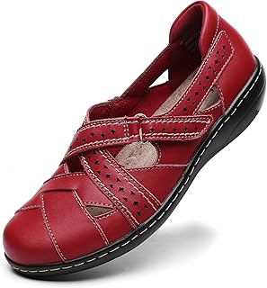 Sandales décontractées classiques en cuir véritable pour femmes à enfiler