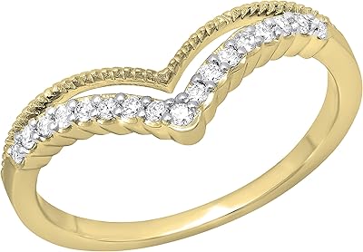 Bague de mariage contour en forme de v à double chevron et diamant