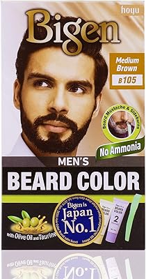 Teinture barbe bigen pour homme, châtain moyen, 20g + 20g-105, 102g