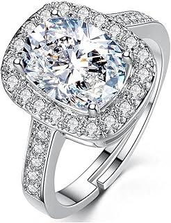 Bague solitaire en cristal plaqué argent yubella pour femme (argent)(ybrg_20019)
