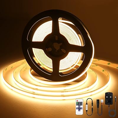 Bande lumineuse led cob 2700k, 16,4 pieds/5 m, bande lumineuse led blanc chaud