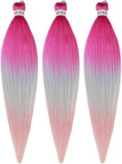 Extension de cheveux tressés en kanekalon pré-étirés de pervenche, faux cheveux synthétiques roses