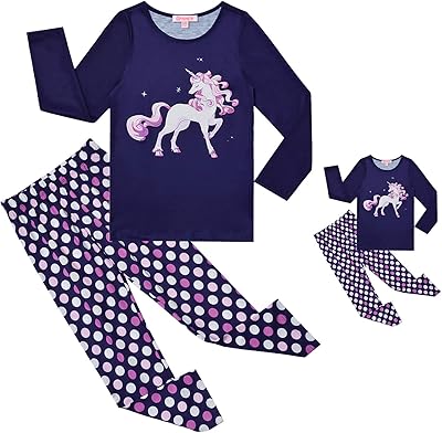 Ensemble pyjama assorti pour filles et poupées pour enfants, vêtements de nuit à