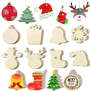 Cercles en bois bruts pré-percés pour décorations de noël - 19 pièces
