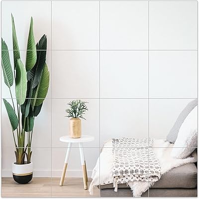 Carreaux de miroir acryliques autocollants, 12 x 12, 16 pièces, miroir de sécurité sans cadre sur toute la longueur - miroir de salle de sport à domicile, miroir mural, miroir carré 12 x 12 pour porte de placard et chambre à coucher. Shoppez futé, shoppez Diaytar Sénégal