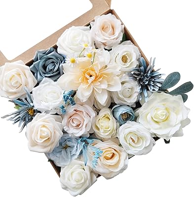 Décorations de mariage à faire soi-même, coffret combiné de fleurs artificielles, décoration de table, chaises, bougies, fausses roses pour fête prénatale, fêtes intérieures et extérieures, décoration d'intérieur (blanc et bleu). Diaytar : Le discount intelligent pour consommateurs avisés