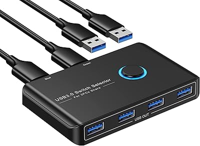 Sélecteur kvm de commutateur usb 3.0 pour 2 ordinateurs partageant 4 périphériques usb, boîtier de commutation de périphériques, hub pour souris, clavier, scanner, imprimante ; pour mac/windows/linux ; paquet de 2 câbles usb inclus. Votre centre commercial virtuel au Sénégal : Diaytar