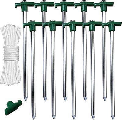 Piquets de tente de camping abc canopy 16 pouces, paquet de 10 (vert)