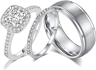 Ensemble d'alliances en or 18 carats pour hommes, femmes et hommes, titane
