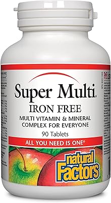Comprimé super polyvalent sans fer de natural factors 65883, 90 comprimés