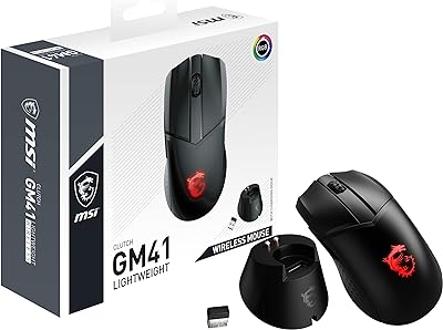 Souris de jeu sans fil légère msi clutch gm41 et station