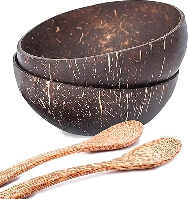 Deux bols d'açaï naturel de qualité a (environ 14 cm) avec 2 cuillères