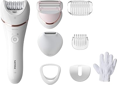 Épilateur philips de série 8000 pour l'élimination sans fil des poils de secs