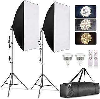 Kit d'éclairage skihd softbox, équipement d'éclairage de photographie led avec ampoules à gradation