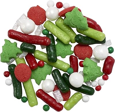 Decopac christmas fusion mix candy sprinkles, 26oz, sprinkles fantaisie dans un récipient portable