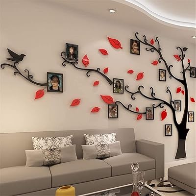 Beddinginn acrylique arbre autocollant mural avec branches amovibles et cadres photo diy grand