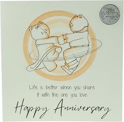 Carte mignonne du 2e anniversaire, ours dansants - cadeau gratuit de jeton d'amour