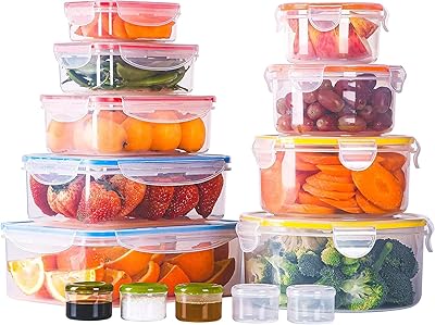 Récipients de conservation des aliments avec couvercles hermétiques, 14 pièces, récipients alimentaires