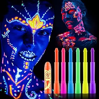6 crayons de peinture pour le visage brillants, marqueurs néon pour le visage