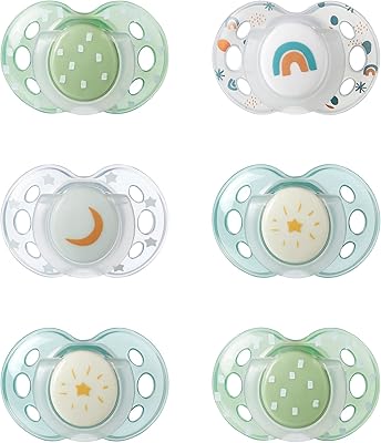 Sucette de nuit orthodontique assortie tommee tippee, silicone sans bpa, 18-36 mois, paquet