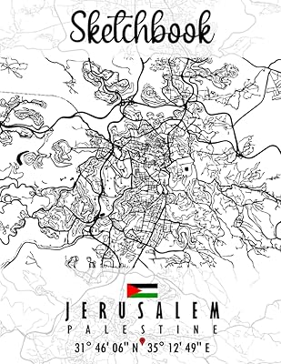 Carnet de croquis : carte de jérusalem palestine carnet de croquis | excellent