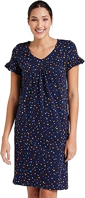 Chemise de nuit en coton imprimé sur toute la longueur pour femme (ei-aw20dr01-sc-10)