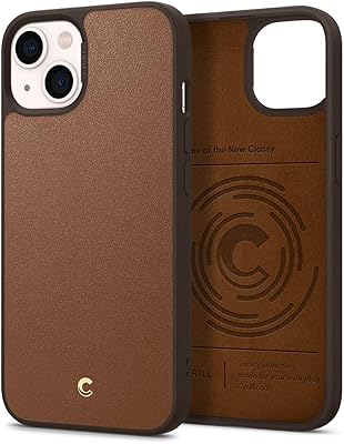 Étui en cuir searle brick design conçu pour iphone 13 (2021) - marron