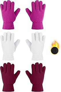 3 paires de gants en laine pour enfants à doigts complets d'hiver doux