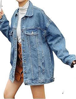Veste en jean ample décontractée gozoloma pour femme, veste en jean boutonnée à